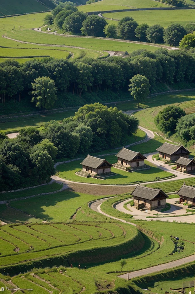 3D animation of villages in villages, serene in asia