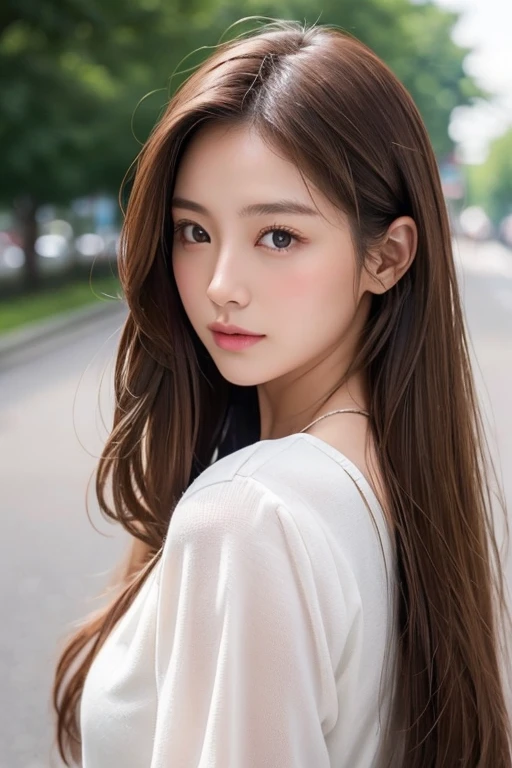 long hair、Brown Hair、Looks like Girls' Generation's Yoona、White T-shirt、Fluttering skirt、Stiletto heels、Big eyes、C Cup、Cute Nails、Natural Makeup、whole body、Height: 168cm、Model Body Type、I have a supplement