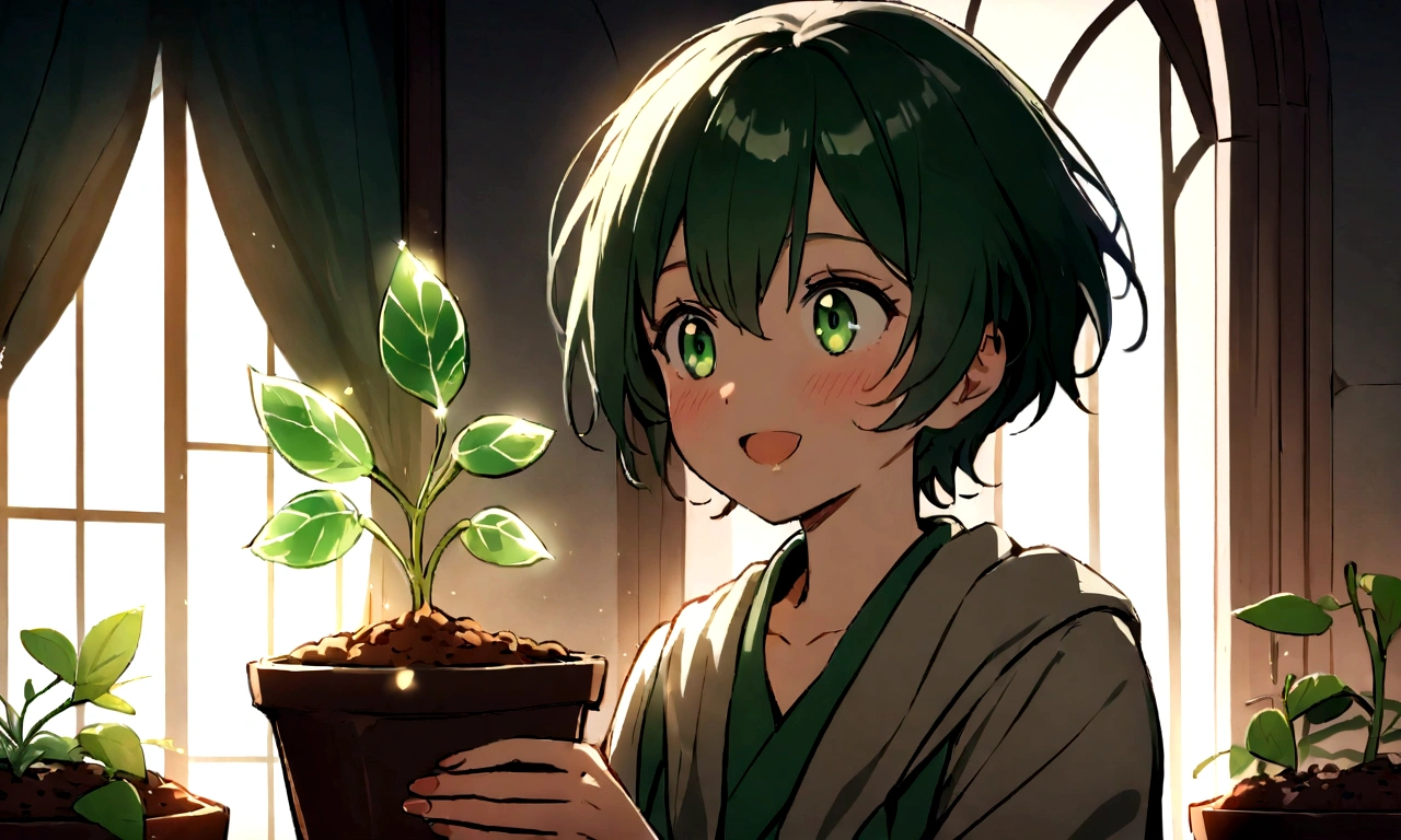 The seed shimmered with a faint glow and seemed to whisper promises of magic and wonder. Excited, Amina carefully planted the seed in a small pot and tended to it with great care. Days turned into weeks, and soon a tiny sprout emerged from the soil. Amina watched in awe as the sprout grew into a sturdy sapling with leaves that sparkled like emeralds in the sunlight.