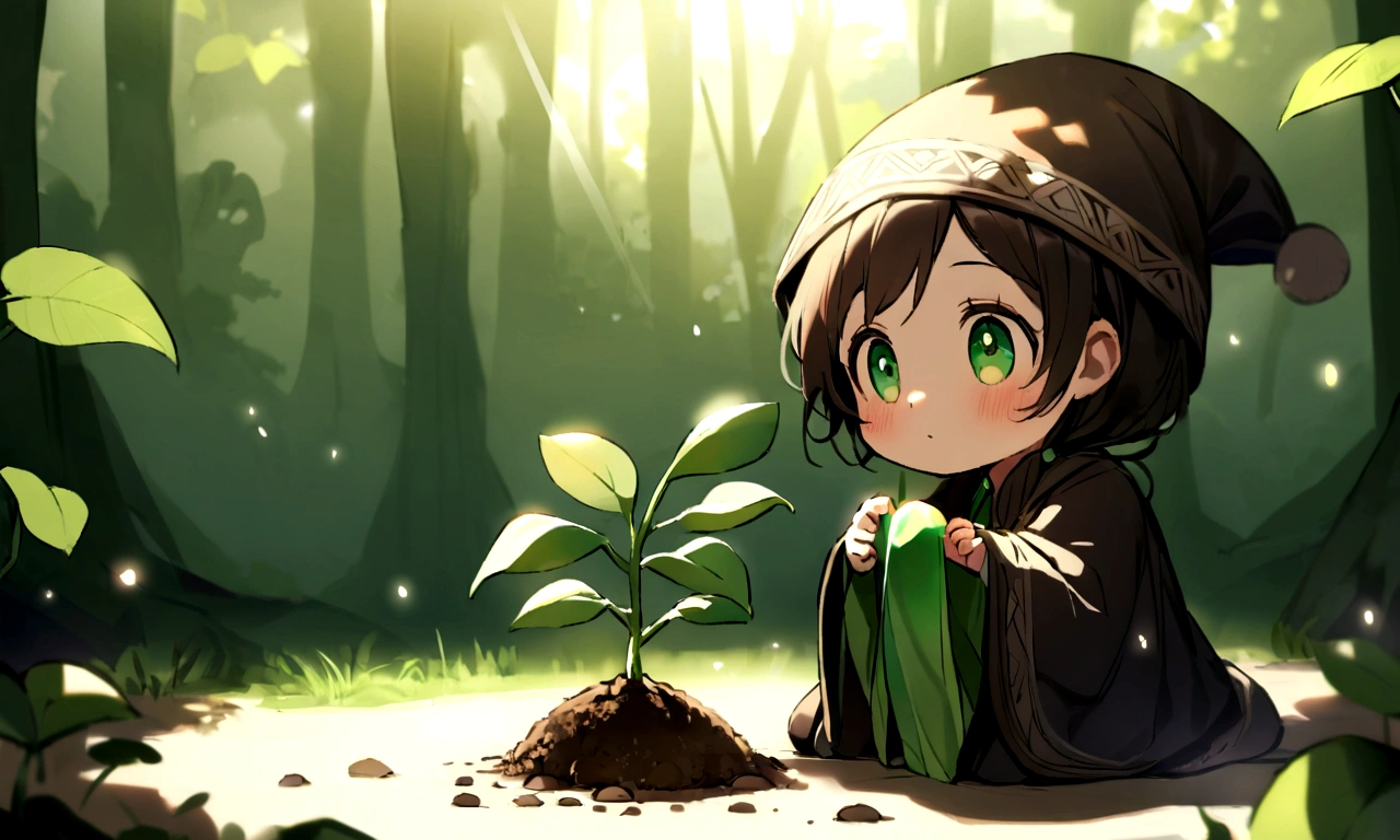 The seed shimmered with a faint glow and seemed to whisper promises of magic and wonder. Excited, Amina carefully planted the seed in a small pot and tended to it with great care. Days turned into weeks, and soon a tiny sprout emerged from the soil. Amina watched in awe as the sprout grew into a sturdy sapling with leaves that sparkled like emeralds in the sunlight.