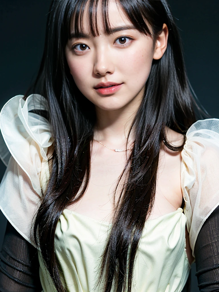 highest quality, illustration, ultra-detailed, finely detailed, high resolution, 8k wallpaper, perfect dynamic composition, beautiful detailed eyes, futuristic rubber suit floating in outer space (black hair 1.2), (huge breasts) :1.1), cleavage, nice pose, sneers, outer space, galaxy, 18 year old girl, nice, (cute:1.3), (beautiful:1.5), sexy shot looking at camera, sideways glance , glaring, moody, downer, cool, boyish, sleepy looking, smile, portrait, gothic makeup,