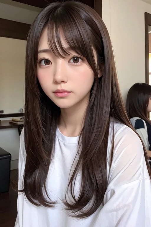 long hair、Brown Hair、Looks like Girls' Generation's Yoona、White T-shirt、Fluttering skirt、Stiletto heels、Big eyes、C Cup、Cute Nails、Natural Makeup、whole body、Height: 168cm、Model Body Type、I have a supplement