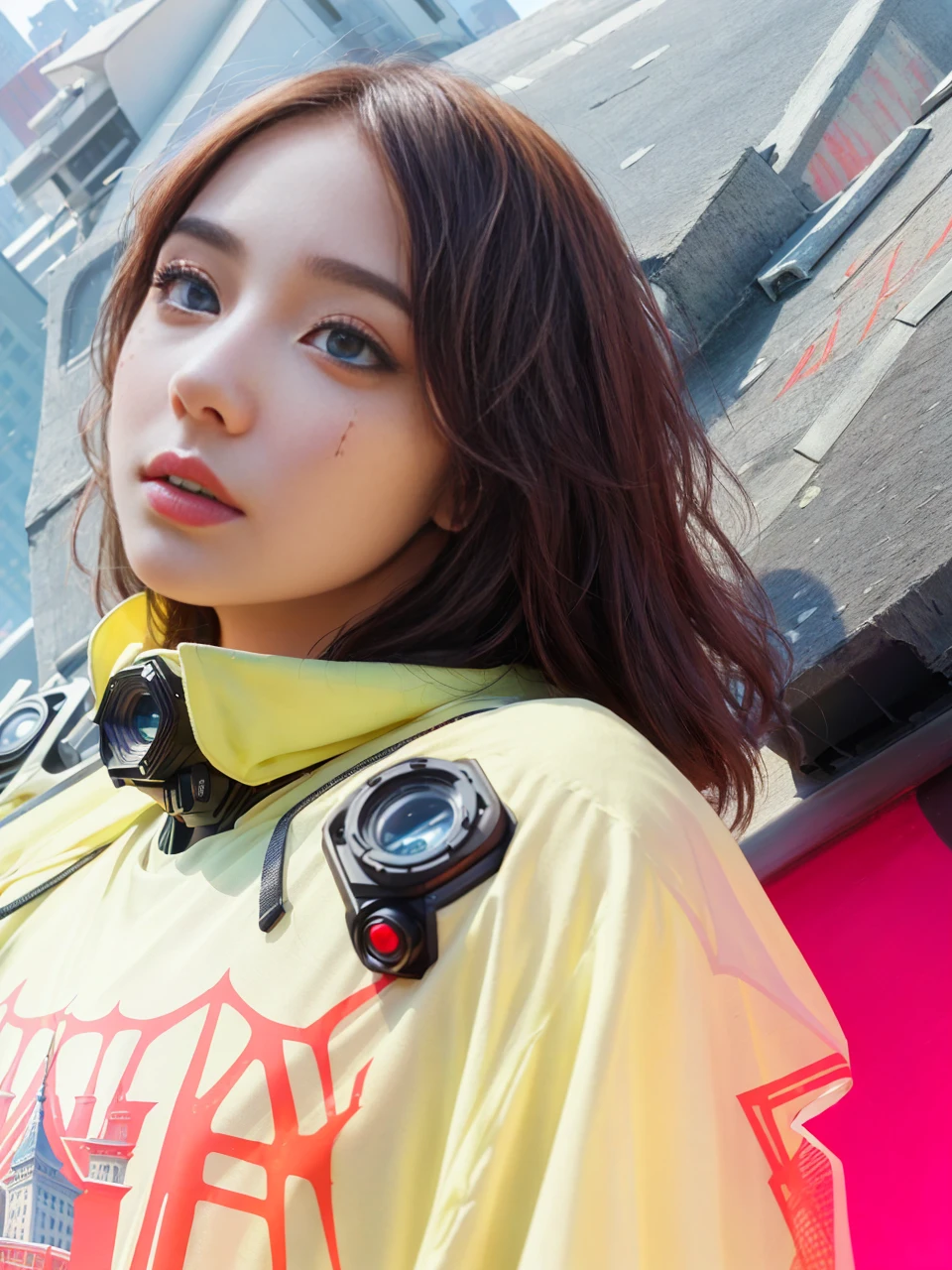 (1girl:1.3), Solo, (((Very detailed face)))), ((Very detailed eyes and face)))), Beautiful detail eyes, Body parts__, Official art, Unified 8k wallpaper, Super detailed, beautiful and beautiful, beautiful, masterpiece, best quality, original, masterpiece, super fine photo, best quality, super high resolution, realistic realism, sunlight, full body portrait, amazing beauty, dynamic pose, delicate face, vibrant eyes, (from the front), She wears Spider-Man suit, red and black color scheme, spider, very detailed city roof background, rooftop, overlooking the city, detailed face, detailed complex busy background, messy, gorgeous, milky white, highly detailed skin, realistic skin details, visible pores, clear focus, volumetric fog, 8k uhd, DSLR, high quality, film grain, fair skin, photo realism, lomography, futuristic dystopian megalopolis, translucent