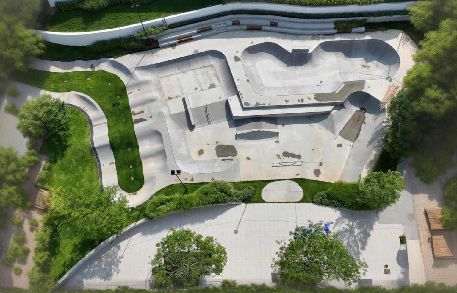 garden、Trees，Bird&#39;s eye view，