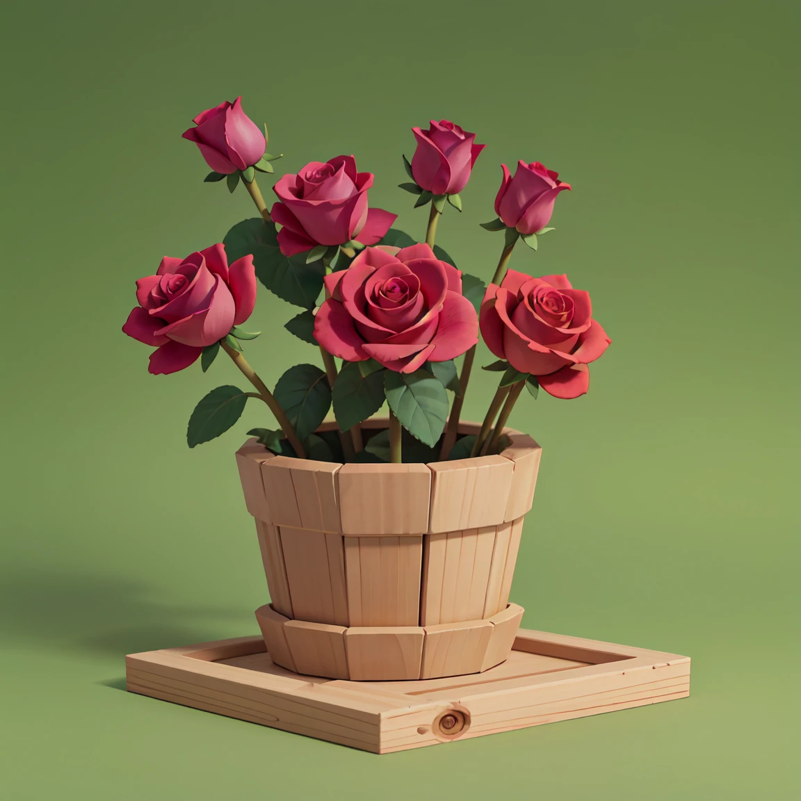 A bouquet of pink roses，Fen，Realism，Green Background，Medium shot，2.5D，game props，Cartoon