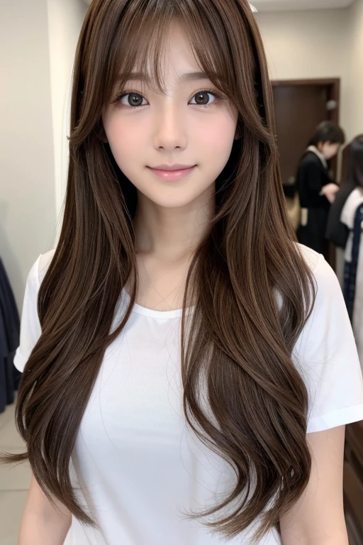 long hair、Brown Hair、Looks like Girls' Generation's Yoona、White T-shirt、Fluttering skirt、Stiletto heels、Big eyes、C Cup、Cute Nails、Natural Makeup、whole body、Height: 168cm、Model Body Type、I have a supplement