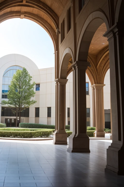 The arched exterior of the student center