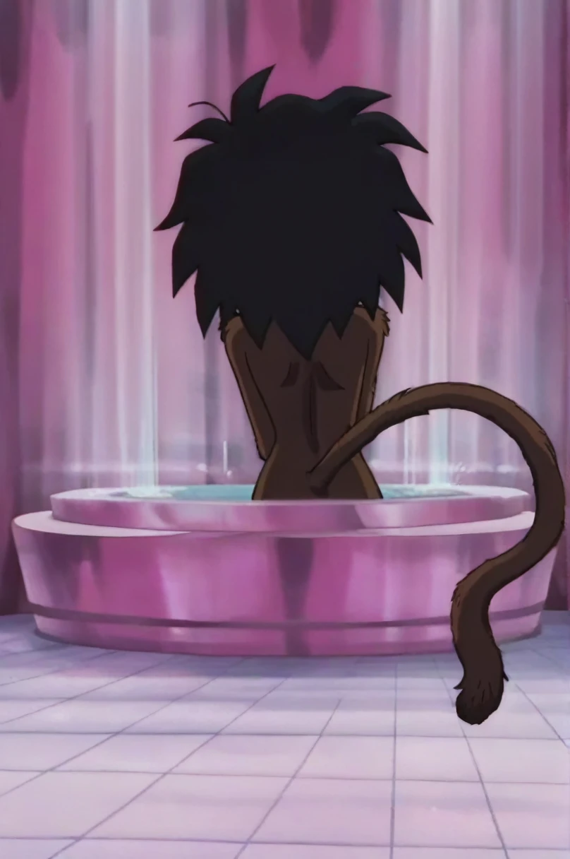 fountain_cheered up, score_9,score_8_above, score_7_above,  gineDb, cheered up screencap, 
1 girl, They are over, Alone, hombros discubiertos, Inside the cave, black fur, monkey&#39;s tail, is, disde atrás, black pantyhose, thigh gap, green skirt, green saiyajin armadura, saiyajin armadura, medium hair, spiky hair, sexy body, tight sexy ass, hand on one&#39;s own ass, looking at the ass, Leaning forward, on one side
 