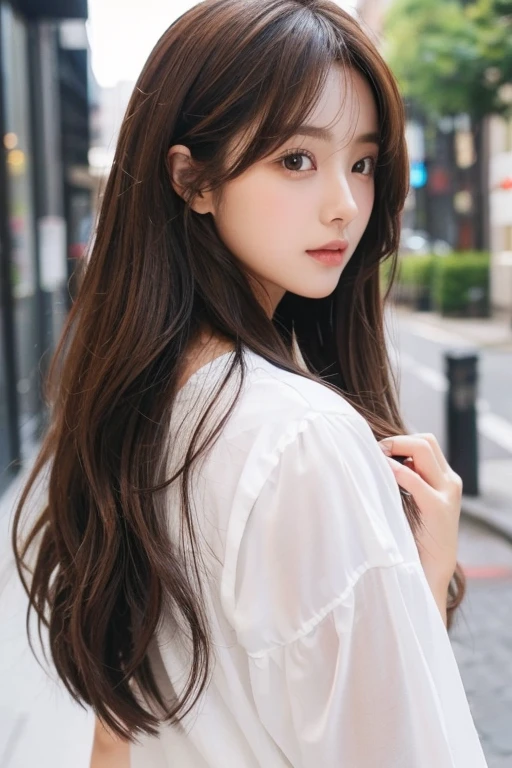 long hair、Brown Hair、Looks like Girls' Generation's Yoona、White T-shirt、Fluttering skirt、Stiletto heels、Big eyes、C Cup、Cute Nails、Natural Makeup、whole body、Height: 168cm、Model Body Type、I have a supplement