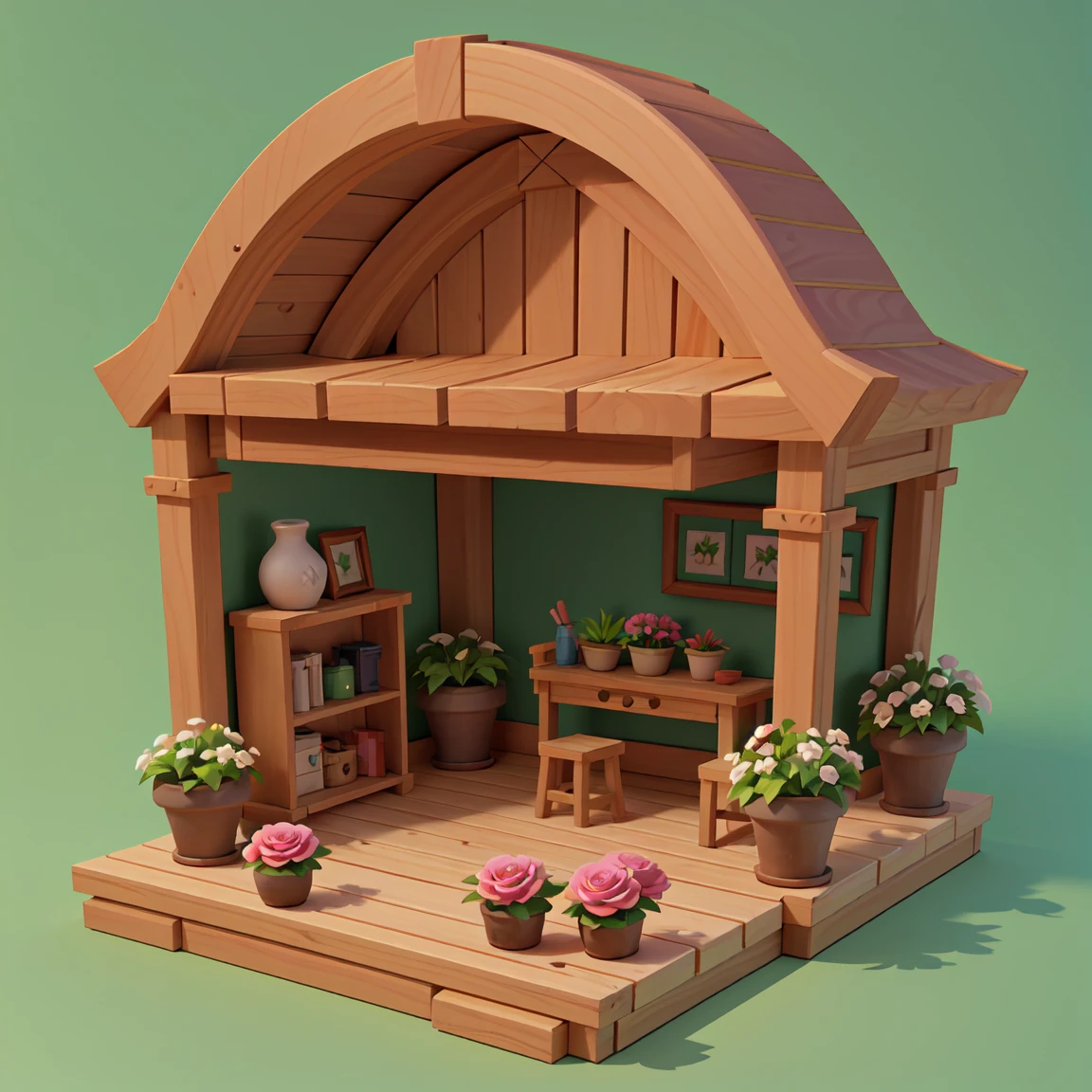 A bouquet of pink roses,Fen,Realism,planters,Green Background,Medium shot,2.5D,game props,Cartoon,There are no vases