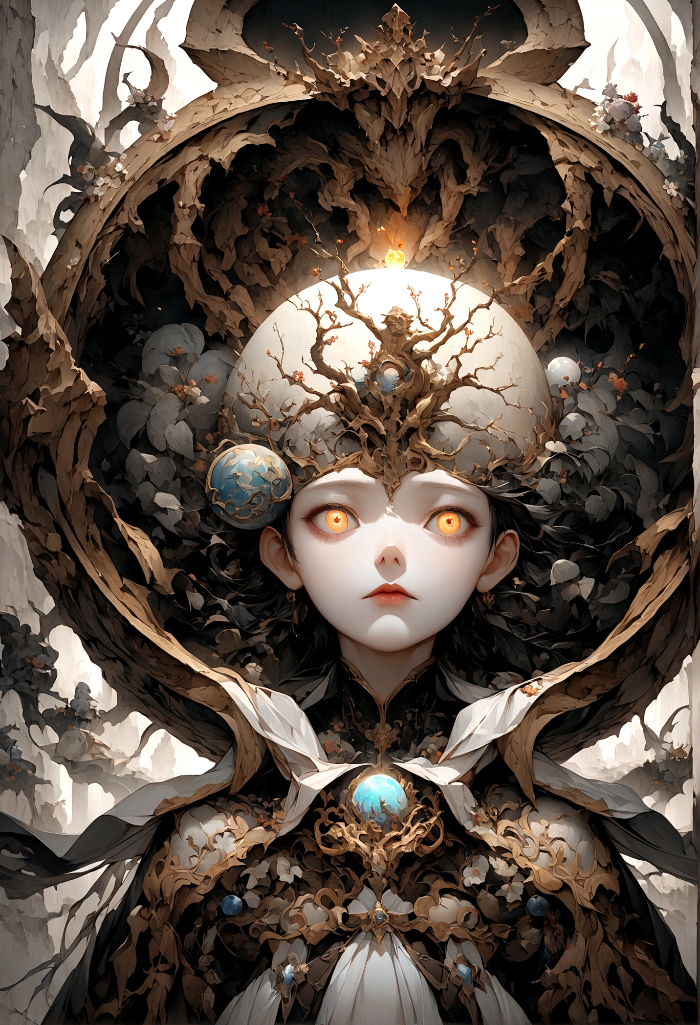 Close-up of faces,The background is a cave in the rock,A young boy,A spherical glowing object in front of you,Emits a big white light,Chinese style,Immortal World,Xianxia World
