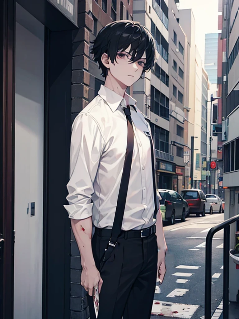 tie，Hands hanging naturally