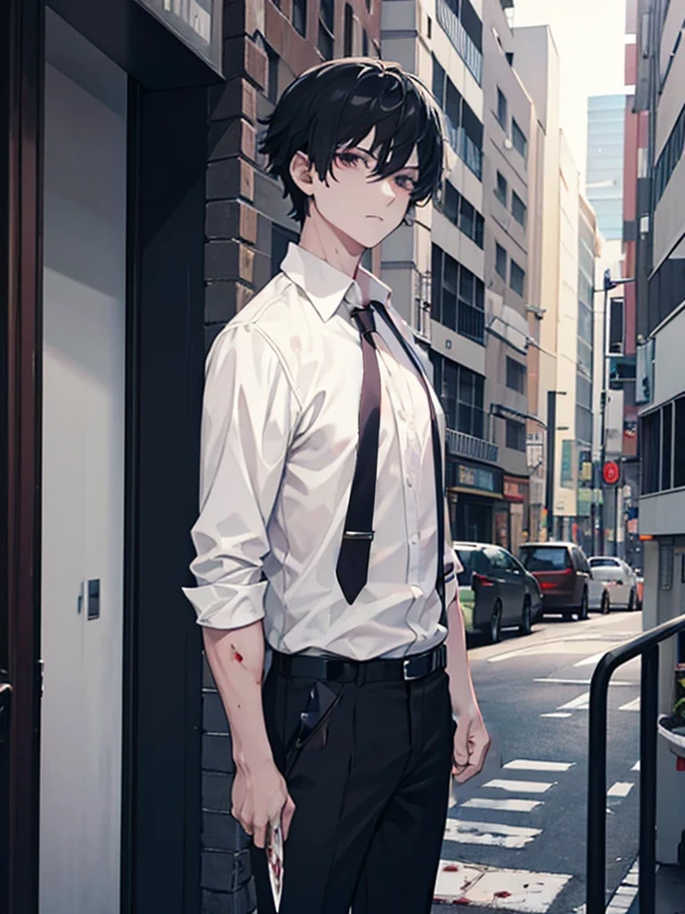tie,Hands hanging naturally