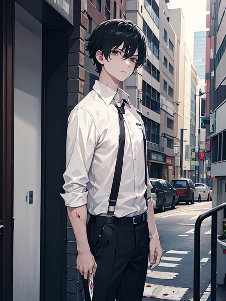 tie,Hands hanging naturally