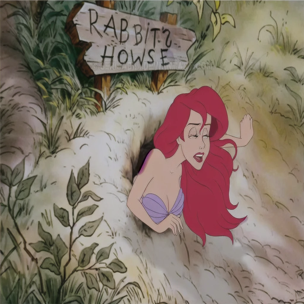 disney's the little mermaid ariel's house, jessica rabbit, in style of disney animation, emma watson as jessica rabbit, inspired by Don Bluth, art in the style of disney, don!!! bluth!!!, ariel the little mermaid, don bluth animation, don!!!! bluth!!!!, don bluth!!!, princess ariel, don bluth!!