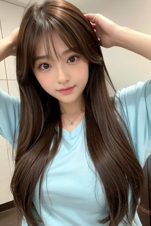 long hair、Brown Hair、Looks like Girls' Generation's Yoona、White T-shirt、Fluttering skirt、Stiletto heels、Big eyes、C Cup、Cute Nails、Natural Makeup、whole body、Height: 168cm、Model Body Type、I have a supplement