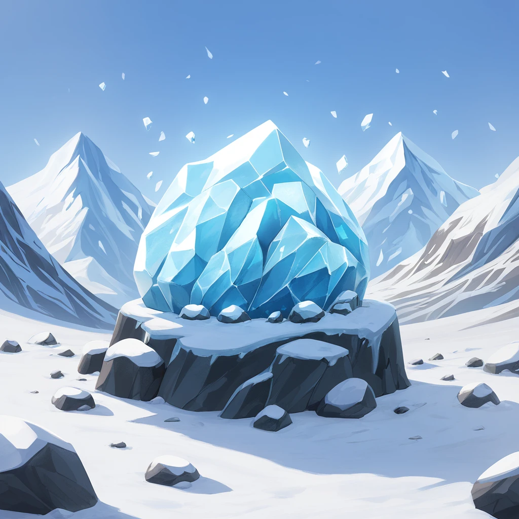 A mountain that is a fluffy cute ball of rock and ice and it snows all around them