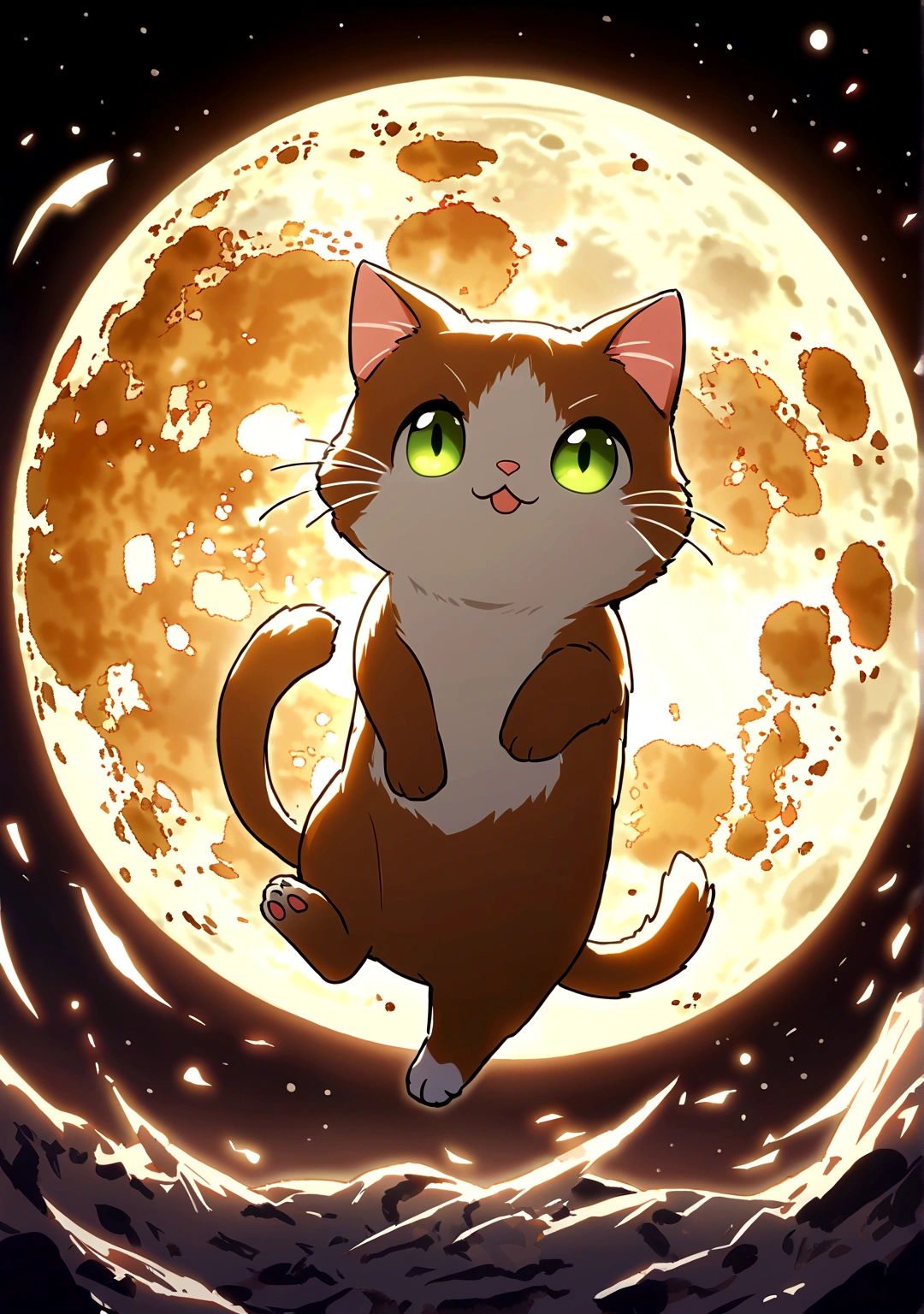Very cute cat on the moon