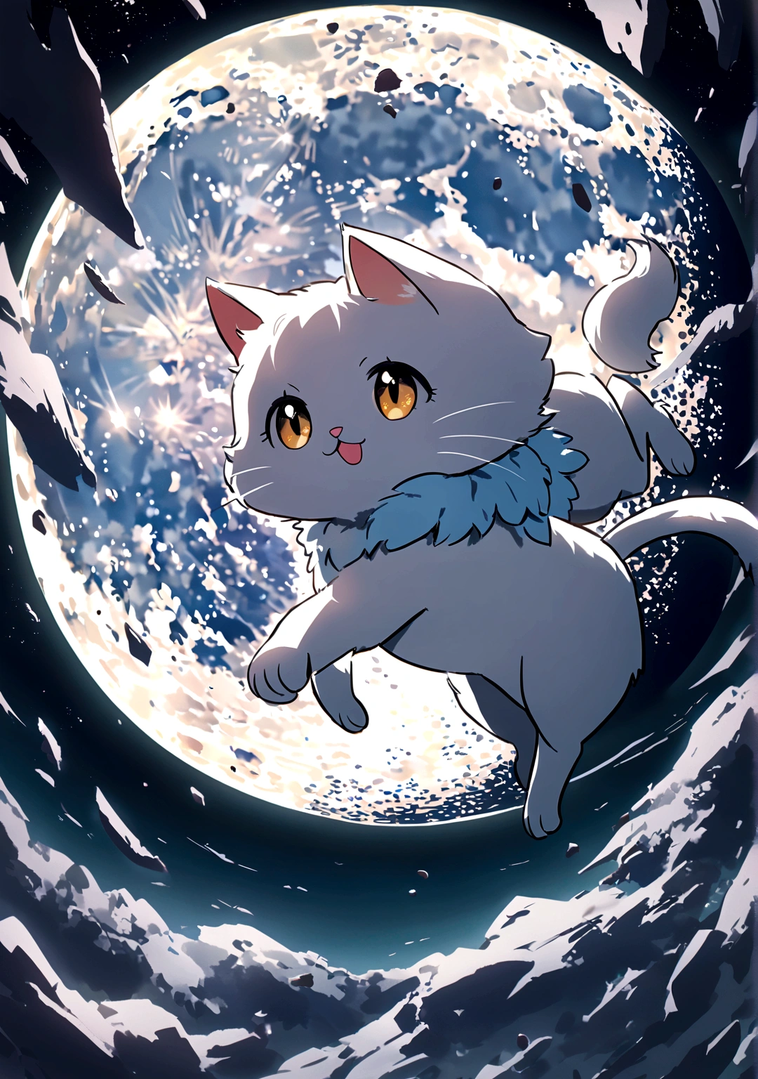 Very cute cat on the moon