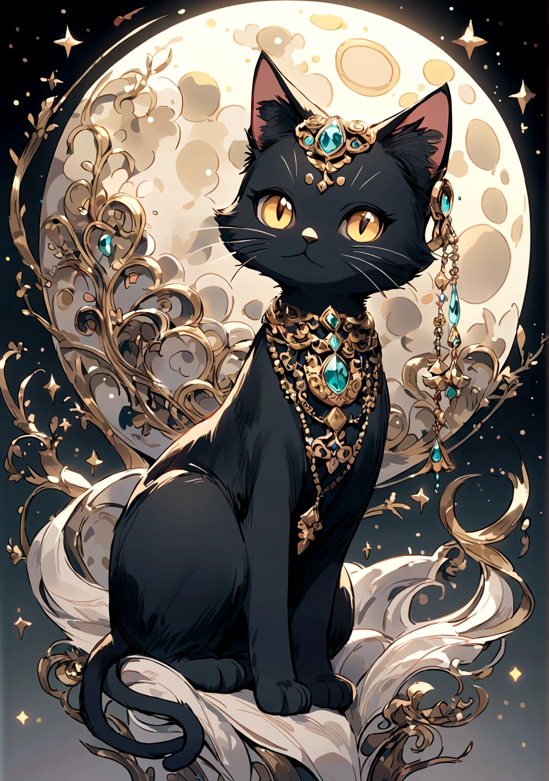 Very cute cat on the moon