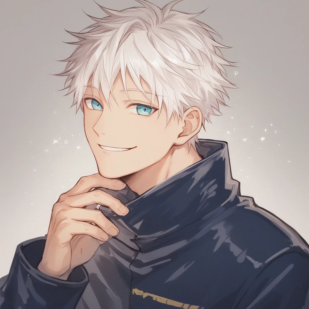 score_9, score_8_superior, score_7_superior,
SatoruGojo, alone, smile, short hair, Long sleeve, One boy, Mouth closed, Jacket, superiorper body, Men's Center, Blurred, night, Blurred background, High collar, Blindfold, eyes covered, black Blindfold, purple Jacket,