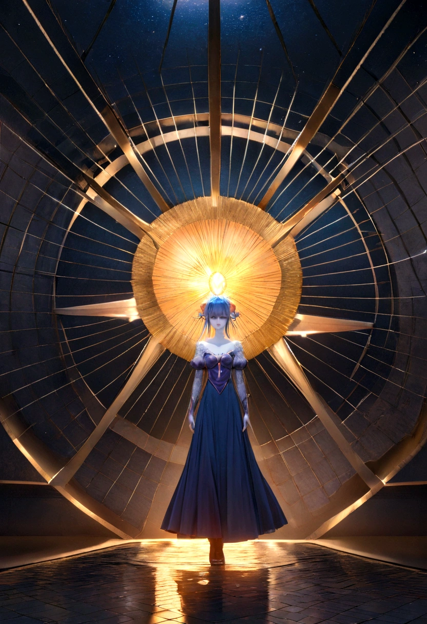 (woman\(Magical girl, Purple long skirt, Long flowing blue hair, Red pupils, Pale skin, Indifferent face,Cold eyes，Magic elements gathered in hand，The magic element forms a vortex that surrounds),night，Blood Moon,quality\(8K,Extremely detailed CG unit wallpaper, masterpiece,high resolution,top-quality,top-quality real texture skin,Surrealism,提high resolution,original photo,Best quality,Very detailed,light,Ray Tracing,Golden Ratio\)