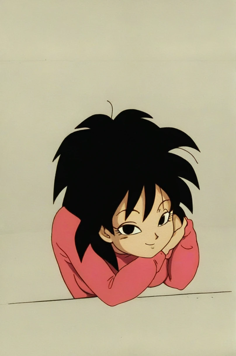 fountain_cheered up, score_9,score_8_above, score_7_above, gineDb, cheered up screencap,
1 girl, Alone, old, looking at the viewer, SMILE, short hair, simple background, black fur, neckline, bare shoulders, medium old, Closed mouth, aboveper body, retro artStyle, 1990s \(Style\), Gray background, black eyes, nails, hands above, bare arms, eyelashes, half closed eyes, happy, own hands together, spiky hair, pink bracelet, intertwined fingers, headrest, elbow rest, saiyajin armadura, green saiyajin armadura, Eyebrows, v-shaped Eyebrows, sexy body, tight bare ass, hand on one's own ass