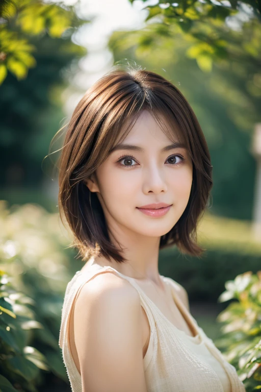 masterpiece, Highest quality, 8K, One wife, 45 years old、The right human hand, Correct human finger, Skinny Japanese woman, cute, Girlish, Delicate woman, Pure beauty, Small breasts, Very small waist, Sexy lips, Illumination, avert your eyes, RAW Photos, debt/1.8135mm, Canon, Anatomically correct, Bokeh，Textured skin, Professional photography, Soft Light, Professional Lighting, Backlight, film grain, (Eye and facial details:1.0), Brown Hair, Medium length hair swaying in the wind, Silk blouse,
