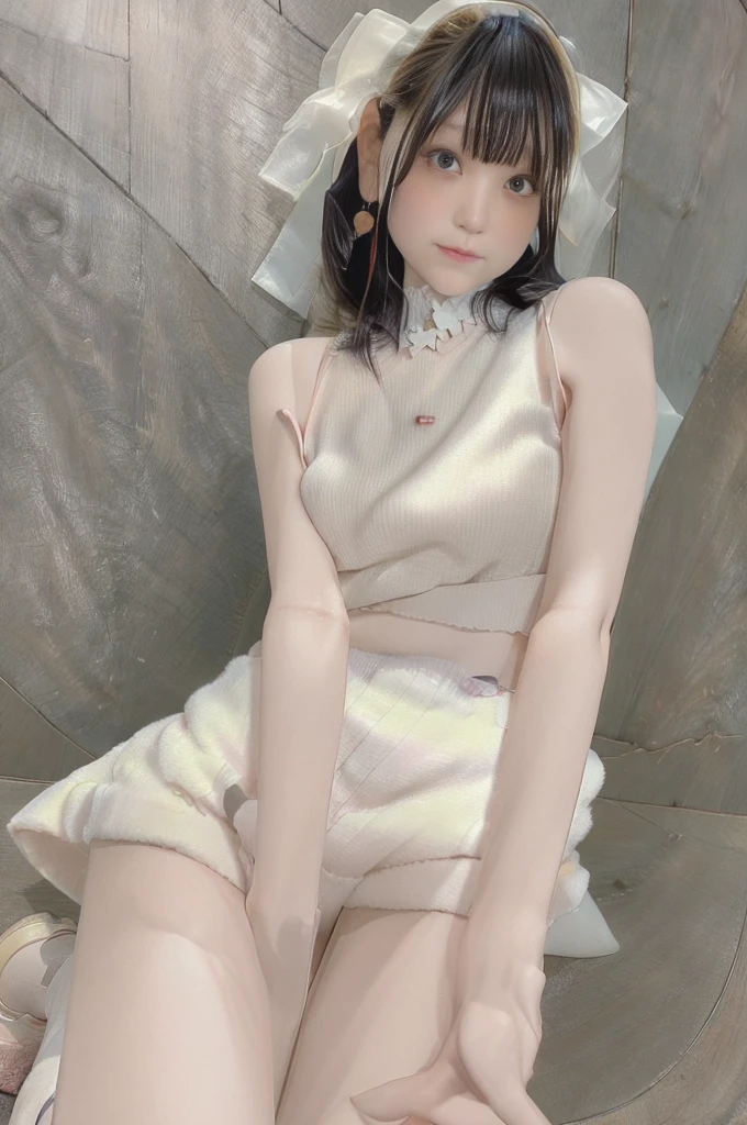 Highest quality、8K quality、、A 10-year-old Japanese girl wearing a miniskirt. The woman is slim.、White socks、The woman is reluctant but looks embarrassed、 (Perfect Fingers), (Perfect Anatomy), (Perfect Face)、Full body photo with shoes、Little Japan、