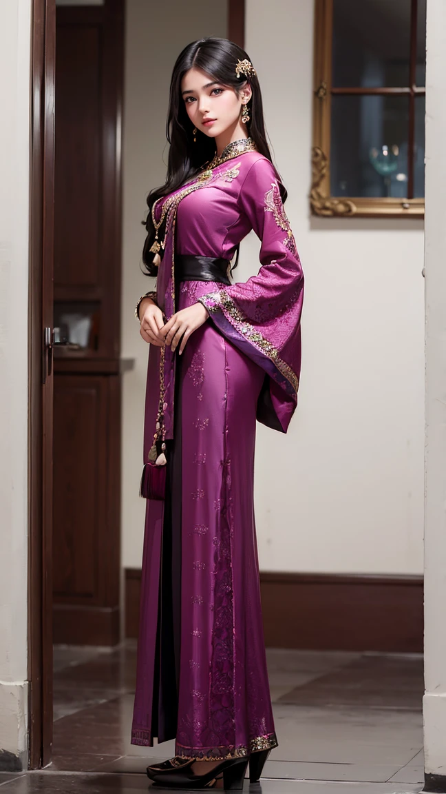 (masterpiece, best quality), ultra detailed, high resolution, 16k, the most beautiful face in the world, perfect face, delicate facial features, highly detailed beautiful face and eyes, shiny skin, highly detailed background, elaborately designed, fine cloth texture, BREAK, (gorgeous and stunning age girl in salon kebaya:1.5), (perfect make-up:1.3), deeply in love, full of elegance, (full body:1.5), (three view drawing, front and back and side, character sheet:1.2)