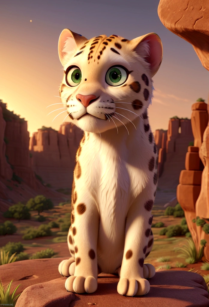 (best quality,4k,8k,highres,masterpiece:1.2),ultra-detailed,(realistic,photorealistic,photo-realistic:1.37),dawn,leopard perched on rugged cliff,overlooking vast grassland,dawn light casting long shadows,reflective eyes,soft sunlight,cinematic,illustration,high-definition,realistic fur texture,majestic,serene,ethereal,surreal,rich colors,warm tones,soft lighting