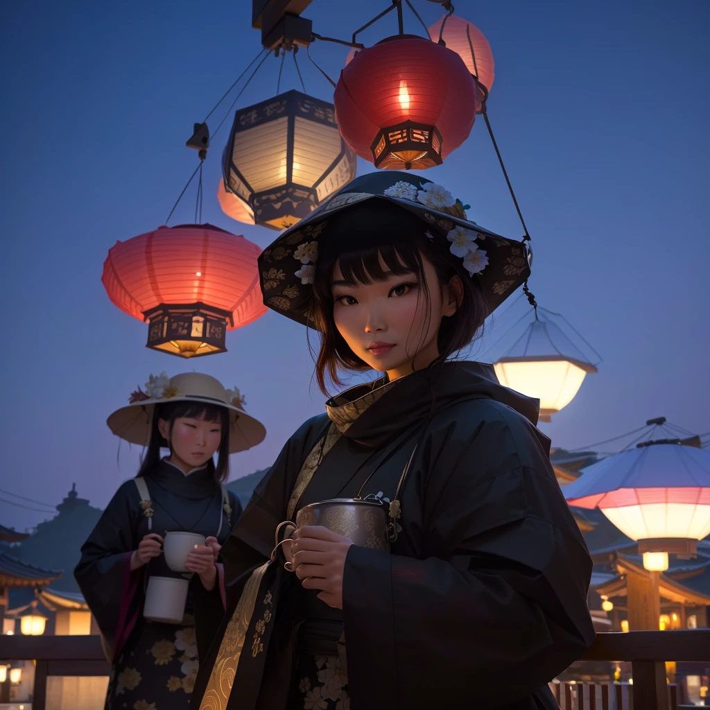 A woman holding a blender, Girl under the lantern, Holding a lantern, Drinking tea and paper lanterns, 夏日的evening, Photos taken at night, at night设置, Low profile, sha xi, evening, Summer Night, Brandon Wolfel, evening, Night lighting, Shot with Canon 80D, at night, Chinese Girl, Gemma Chan