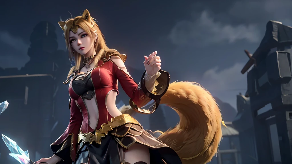 Best quality, 8K, HDR, soft lighting, picture perfect, realistic, vibrant, fox girl with brown hair, kitsune, beautiful female kitsune, digital illustration, beautiful illustration, beautiful digital artwork, exquisite digital illustration, realistic digital art, realistic style digital art, ultra high quality fantasy art, final fantasy, masterpiece, ultra high quality female character design, wallpaper illustrations of the highest quality, complex ultra high quality accurate faces of female characters, high quality design and accurate physics, ultra high quality fantasy style, masterpieces, super high quality characters, resolution - 8K, realistic art, highest quality wallpaper illustration, ultra-high facial detail, quality design and physics accuracy, by color, depth of field, shadows, ray tracing, high quality and 8K resolution computer wallpaper production, accurate simulation of the interaction of light and materials, Highly detailed hair, More about beautiful and shiny brown hair, Beautifully detailed hands perfect fingers, Beautiful nails, perfect anatomy, perfect proportions, Full-length, Perfect color combination, Accurate imitation of the interaction of light and material, art that conveys the meaning of the story, full body picture.