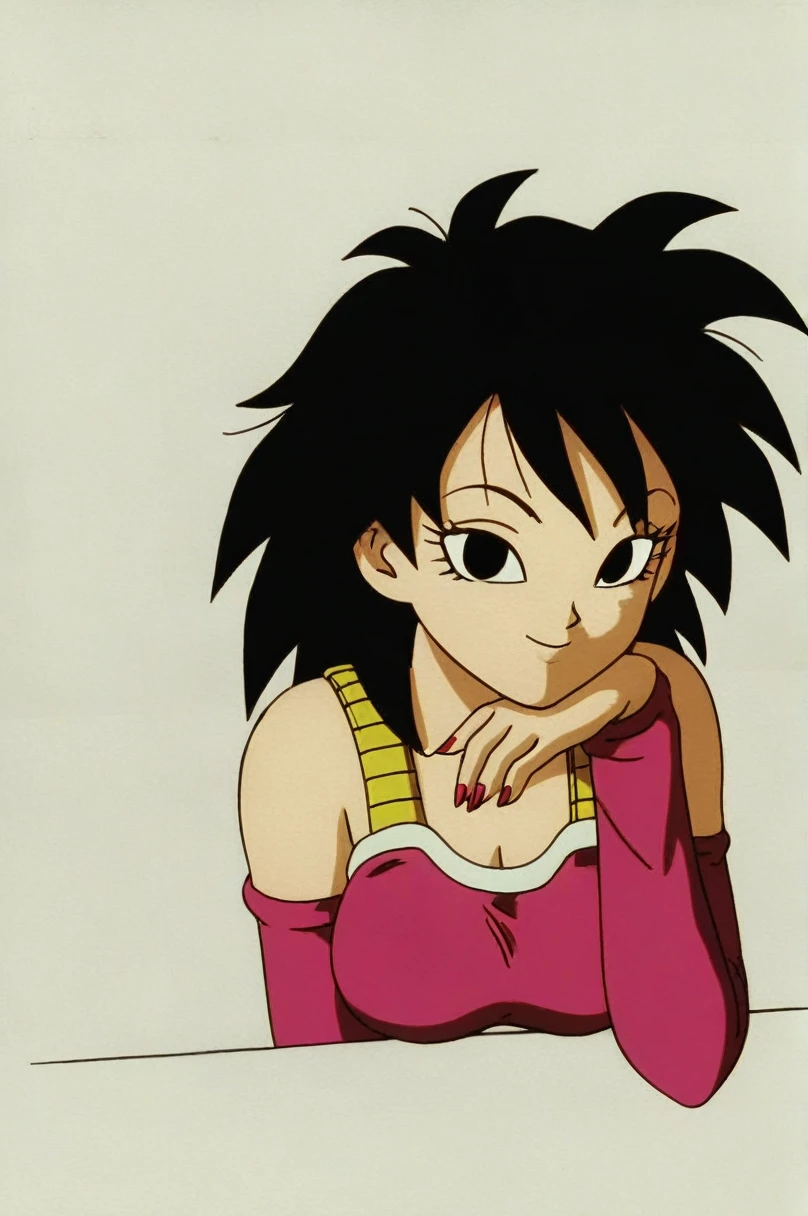 fountain_cheered up, score_9,score_8_above, score_7_above, gineDb, cheered up screencap,
Masterpiece, Best Quality, high quality, 1 girl, Alone, old, looking at the viewer, SMILE, short hair, simple background, black fur, neckline, bare shoulders, medium old, Closed mouth, aboveper body, retro artStyle, 1990s \(Style\), Gray background, black eyes, nails, hands above, bare arms, eyelashes, half closed eyes, happy, own hands together, spiky hair, pink bracelet, intertwined fingers, headrest, elbow rest, saiyajin armadura, green saiyajin armadura, Eyebrows, v-shaped Eyebrows, sexy body, tight bare ass