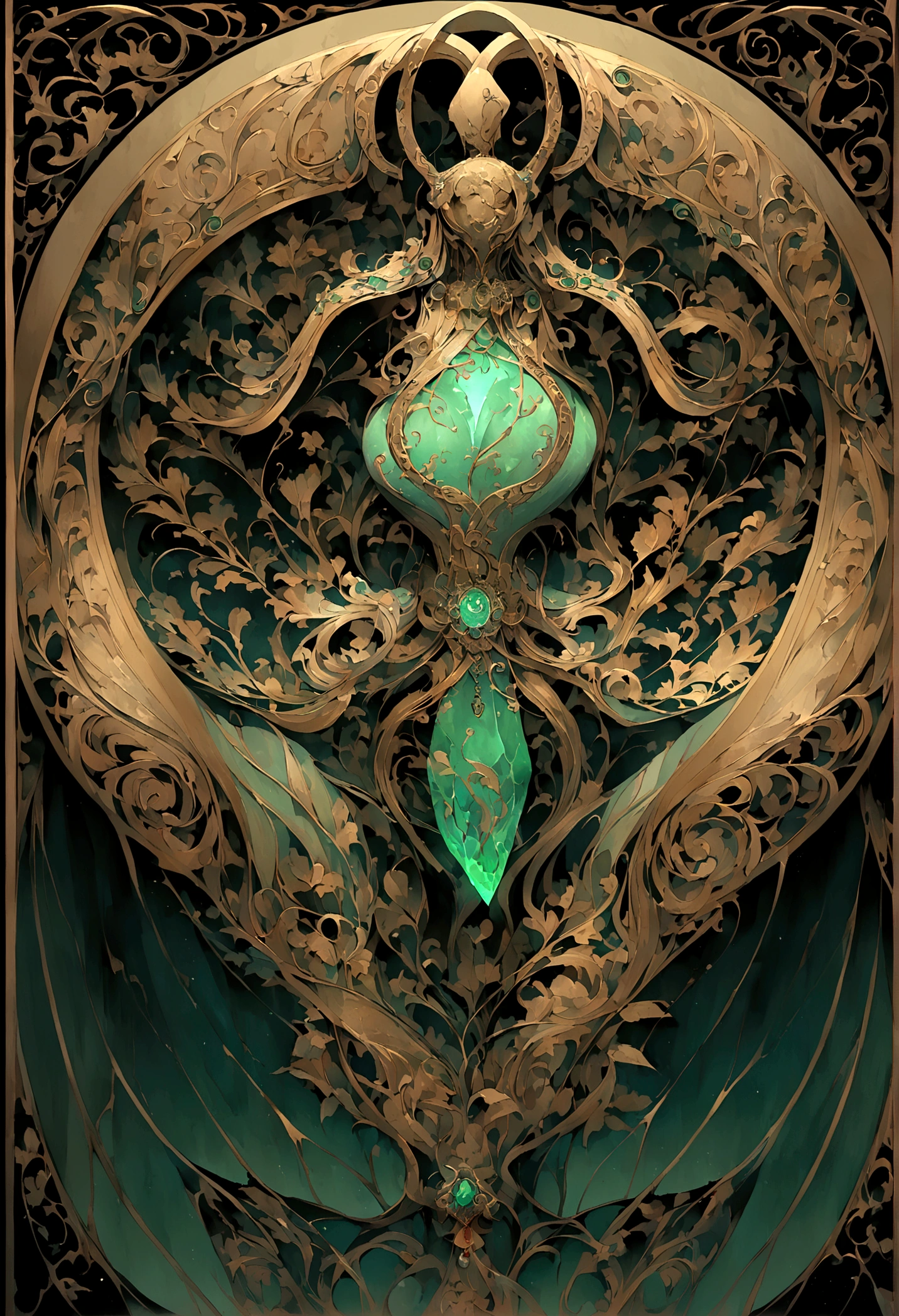((The background is in a dark cave)),mysterious,A glowing jade pendant,((Chinese style,Immortal World,Xianxia World))