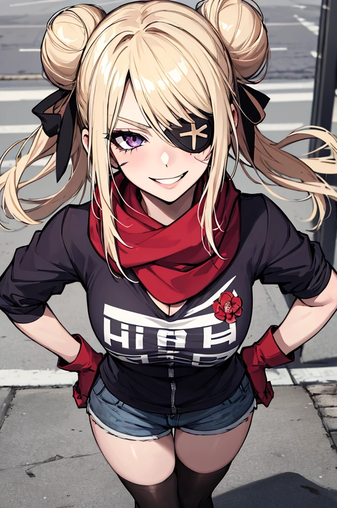 (masterpiece:1.2)、Highest quality、PIXIV、Rebellious girl、One girl、Open your mouth、鋭いteeth、teeth、Long Hair、Street background、gem、badge、ボタンbadge、Food、Bright blue eyes、Earrings、Jacket、eyelash、Foodを下にして、Upper Body、Characters in clothes、zipper、collar、cable、chain、Stickers、hoodie、smile、Focus on the viewer、Chest in the center、Shoulder Bare、Belly button、Black and white hair color,leaning forward,Cyberpunk city,Night view,Black and white grey outfit,Overflowing drool、saliva、White Breath、Sigh