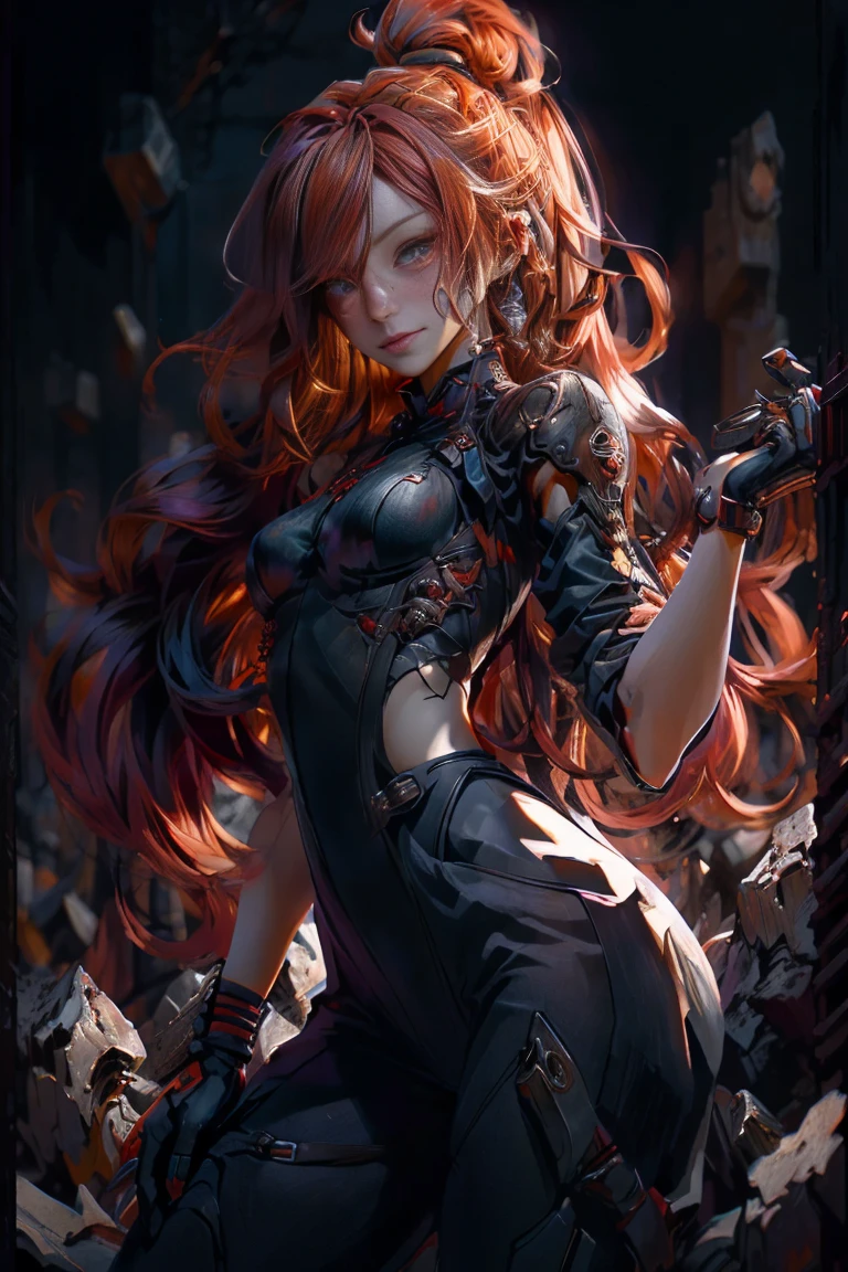 ((plano general, body completo:1.4)), pays attention beautiful woman wearing a Cheongsam:1.5 colores aReddo, greens, yellows ,beautiful ornaments , The Red eyes, dark and torn, ((only 1 dark and malevolent woman from the underworld evil smile, squinted eyes:1.3)), body,hermoso body musculoso, fierce expression, holding a gun, (colors in your clothes, warm, ORANGE, yellow, Violet: 1.3), standing on a desolate field, dramatic lighting, intense shadows, sandy texture , high contrast, vibrant colors, dynamic pose, powerful posture, rough background, explosive atmosphere, dystopian theme, surreal elements, digitally painted illustration, high definition resolution, intricate details, dramatic composition, avant-garde and chaotic brushstrokes, Gothic style, intense emotions, Scale epic, raw and gritty feeling, Captivating and provocative works of art, Black hair.