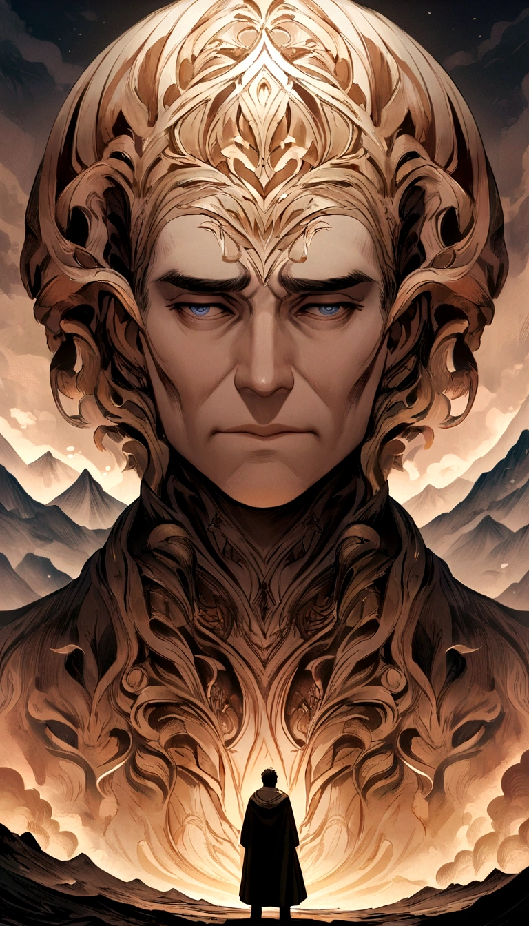 Boris Vallejo style portrait of Male Demon Hunter of metal exploration, Magic Academy, Nebula, Misty, masterpiece, trend in artstation --auto --s2
