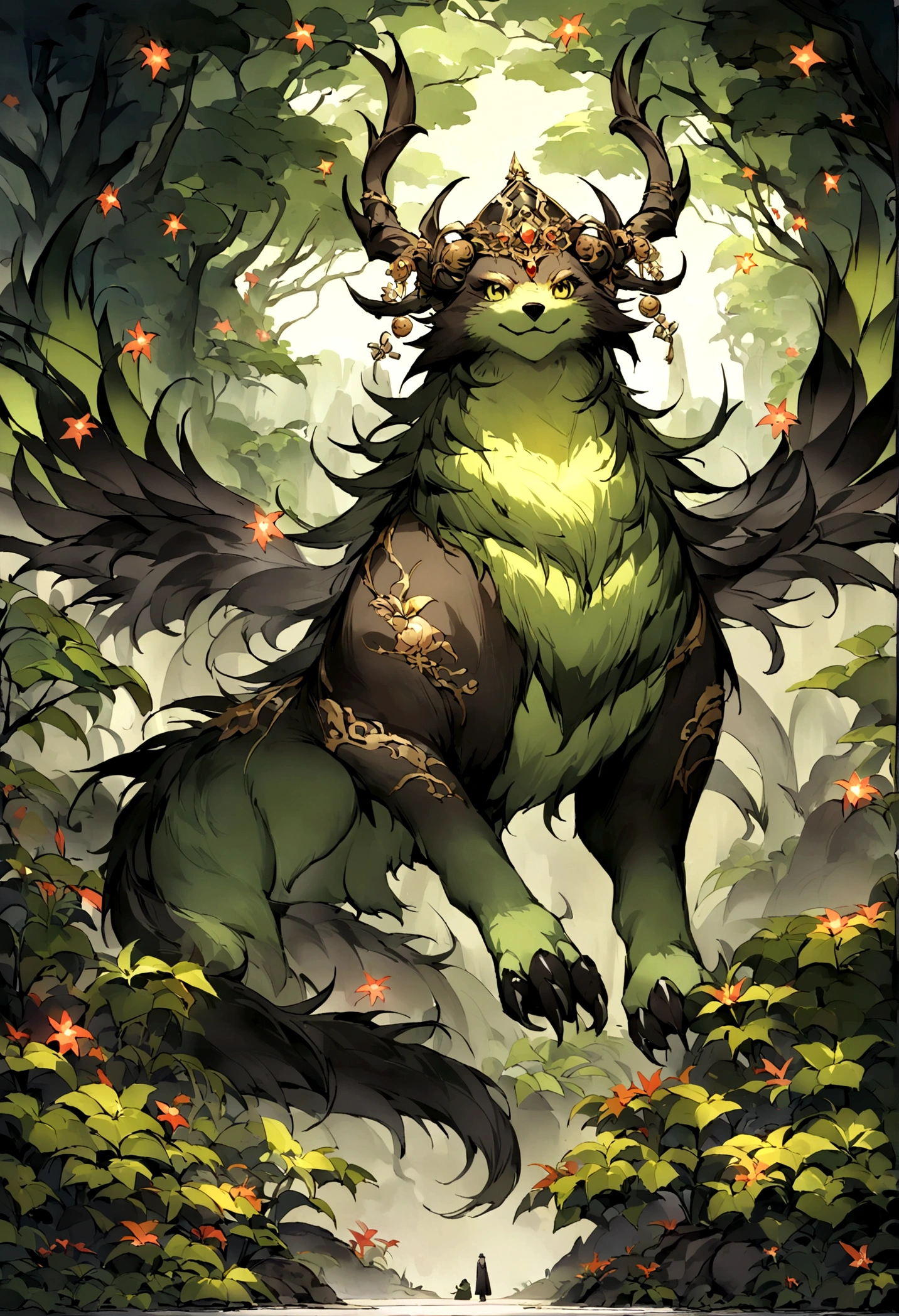 ((Strange Beast))。Lots of glowing plants,Mysterious forest,Bird,Fog was raging,Cave,Star bright,Mysterious and dreamy,Chinese style,Immortal World,Xianxia World,((nobody))