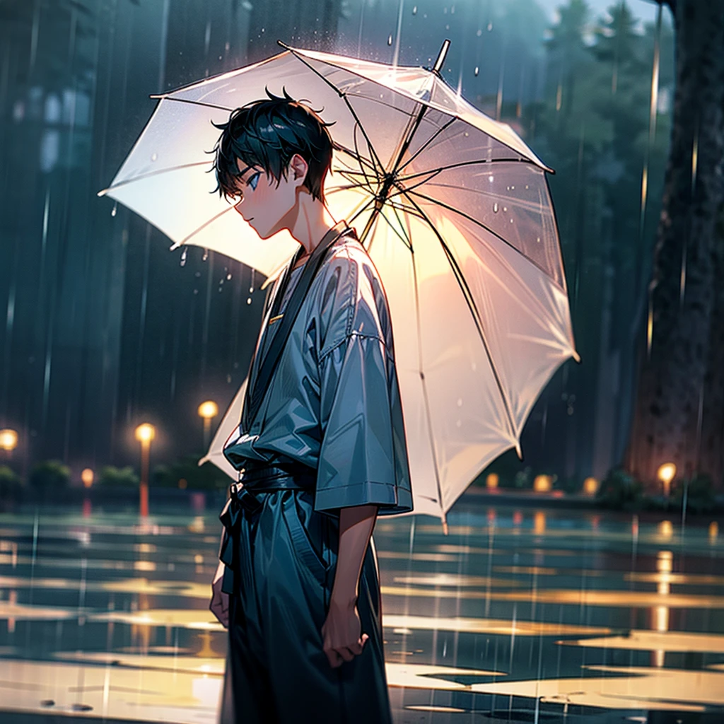  and boy in rainy season