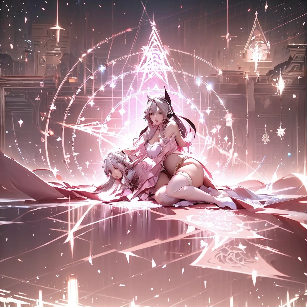 there are many anime characters on a wall with a star, arknights, from arknights, fate grand order, from bravely default ii, crisp clear rpg portrait, chibi, characters from azur lane, kantai collection style, genshin, art of kirokaze pixel, hd artwork, kantai collection arcade, video game genshin impact, granblue fantasy+++++arafed image of a group of asian women posing for a picture, (pink colors), trending at cgstation, pink skin, trending on cgstation, portrait of a pink gang, 1 as february), ulzzang, ((pink)), pink clothes, trending on bbwchan, yanjun chengt, in girls generation, pastel pink skin tone