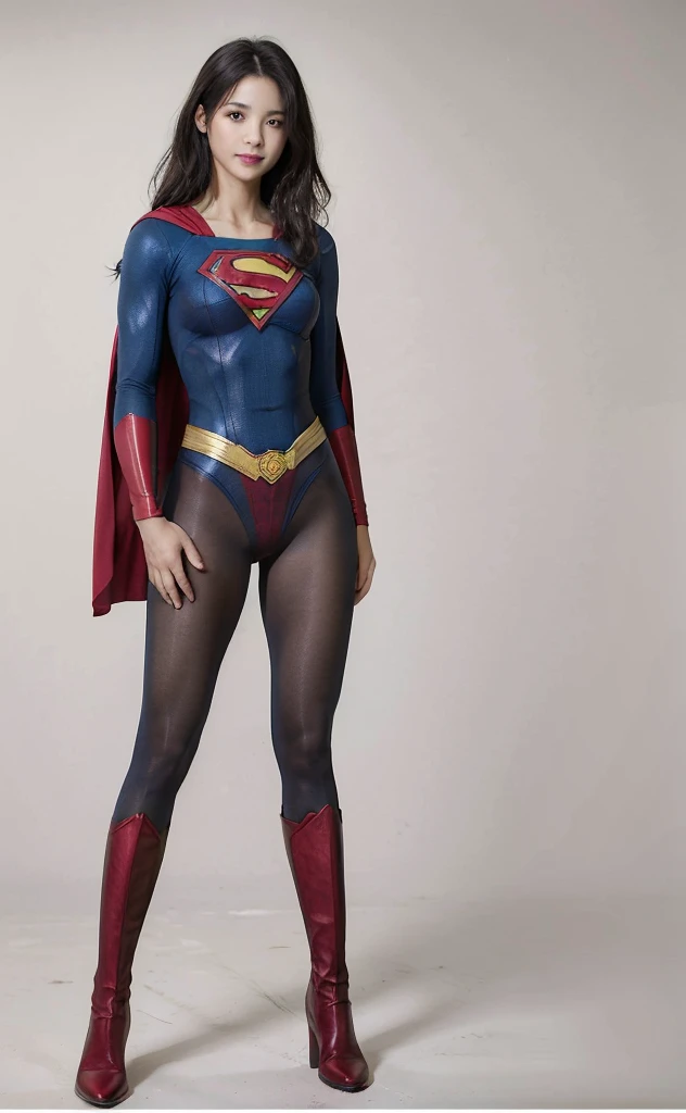 No background、(((Beautiful legs in black tights.)))、(((Legally express the beauty of your smile)))、((((Make the most of your original images)))、(((Body-hugging Supergirl costume)))、(((Supergirl Costume)))、(((Beautiful Hair)))、(((suffering)))、(((Please wear black tights....、Wear red boots)))、((Best image quality、8K))、((Highest quality、8K、masterpiece:1.3))、(((Preserve background )))、Sharp focus:1.2、Beautiful woman with perfect figure:1.4、Slim Abs:1.2、Wet body:1.5、Highly detailed face and skin texture、8K