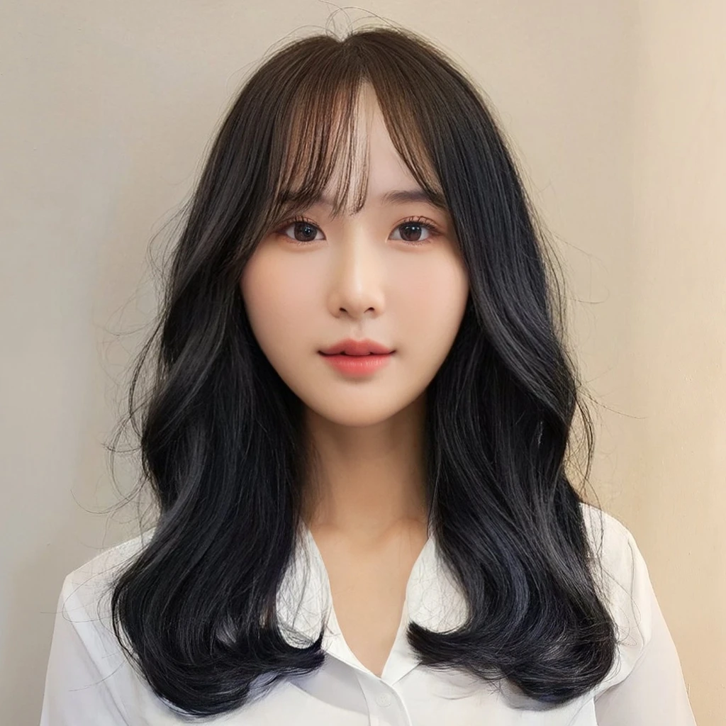 Best Quality, 8k, Masterpiece, (Portrait: 1.3), (photo realistic:1.4), (hyper realistic:1.4), Sharp Focus, looking at viewer, (smoother lighting:1.1), (increase cinematic lighting quality:0.9), realistic lighting, backlighting, light on face, ray trace, (brightening light:1.2), (Increase quality:1.4), sharp detail, (best quality real texture skin:1.4), finely detailed eyes, black_eyes, finely detailed face, 25 year old Korean woman