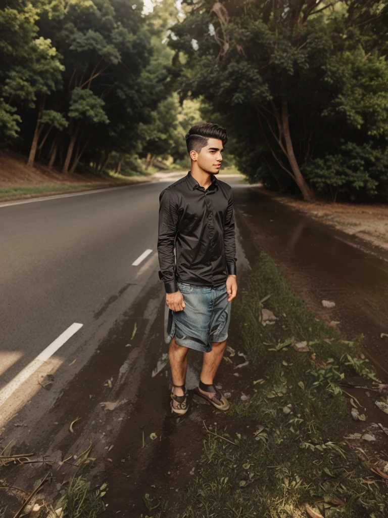 Handsome boy realistic face,ultra realistic, photo in day. Change hairstyle American curly hair style,blac shirt. Punjabi