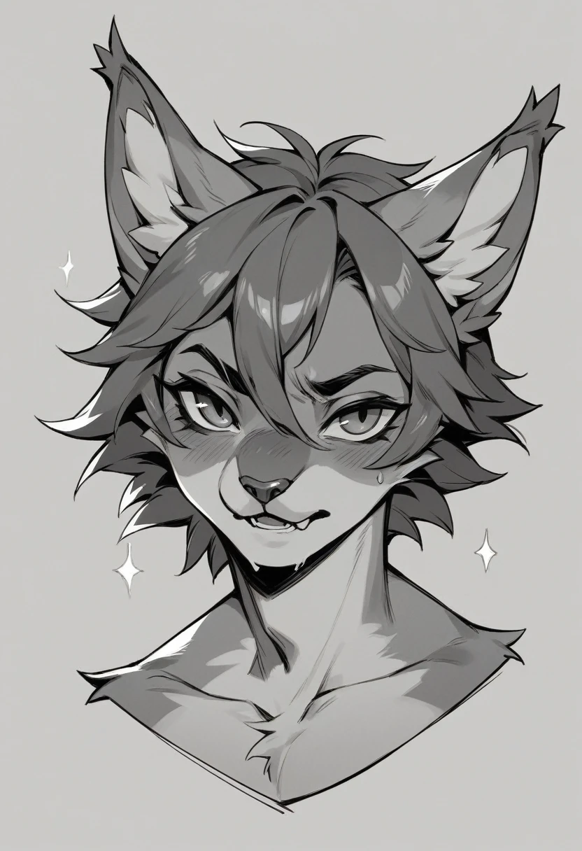 Anthropomorphic Cat，Character setting，Black and white color，The face is ...