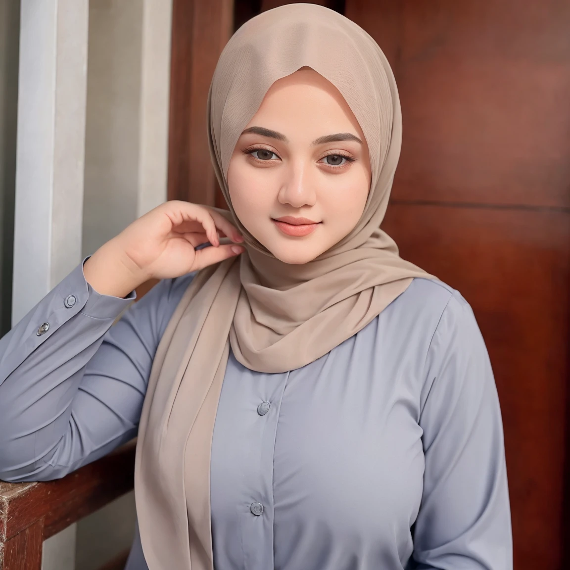 (((masterpiece)))beautiful woman age 20, wearing a hijab with glass, dressed white politely as a Muslim woman and wearing accessories, neat, elegant, perfect body, background city, full body, perfect face, perfect finger, very detail, all perfect, pose model, best Quality, 4k, super detail