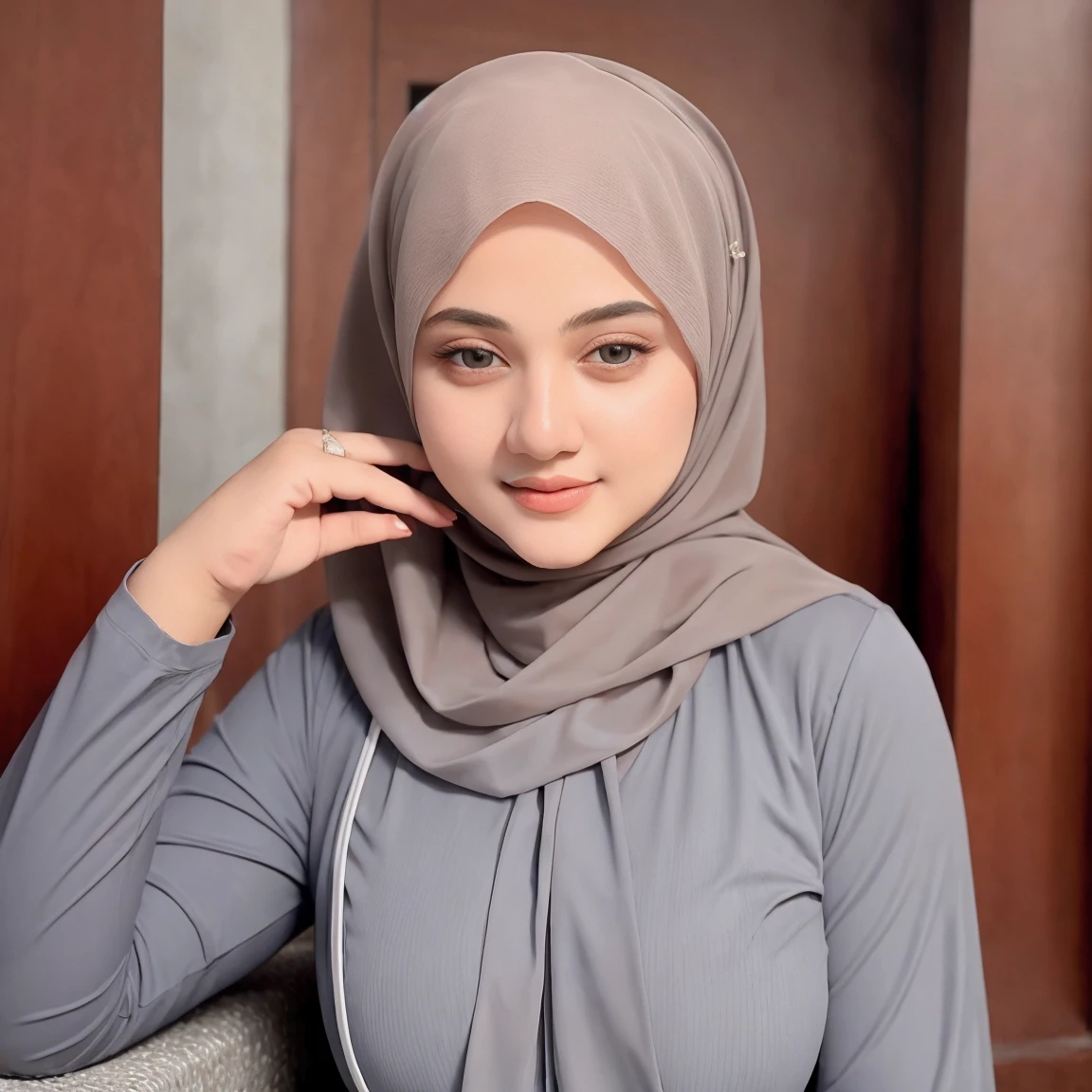 (((masterpiece)))beautiful woman age 20, wearing a hijab with glass, dressed white politely as a Muslim woman and wearing accessories, neat, elegant, perfect body, background city, full body, perfect face, perfect finger, very detail, all perfect, pose model, best Quality, 4k, super detail