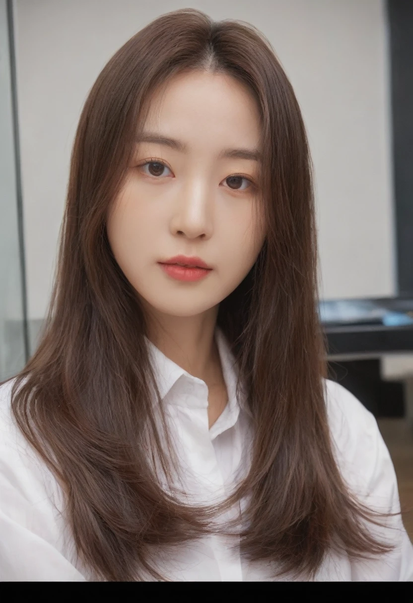 Best Quality, 8k, Masterpiece, (Portrait: 1.3), (photo realistic:1.4), (hyper realistic:1.4),
 Sharp Focus, looking at viewer, (smoother lighting:1.1), 
(increase cinematic lighting quality:0.9), realistic lighting, backlighting, 
light on face, ray trace, (brightening light:1.2), (Increase quality:1.4), sharp detail,
 (best quality real texture skin:1.4), finely detailed eyes, black_eyes, 
finely detailed face, 25 year old Korean woman
