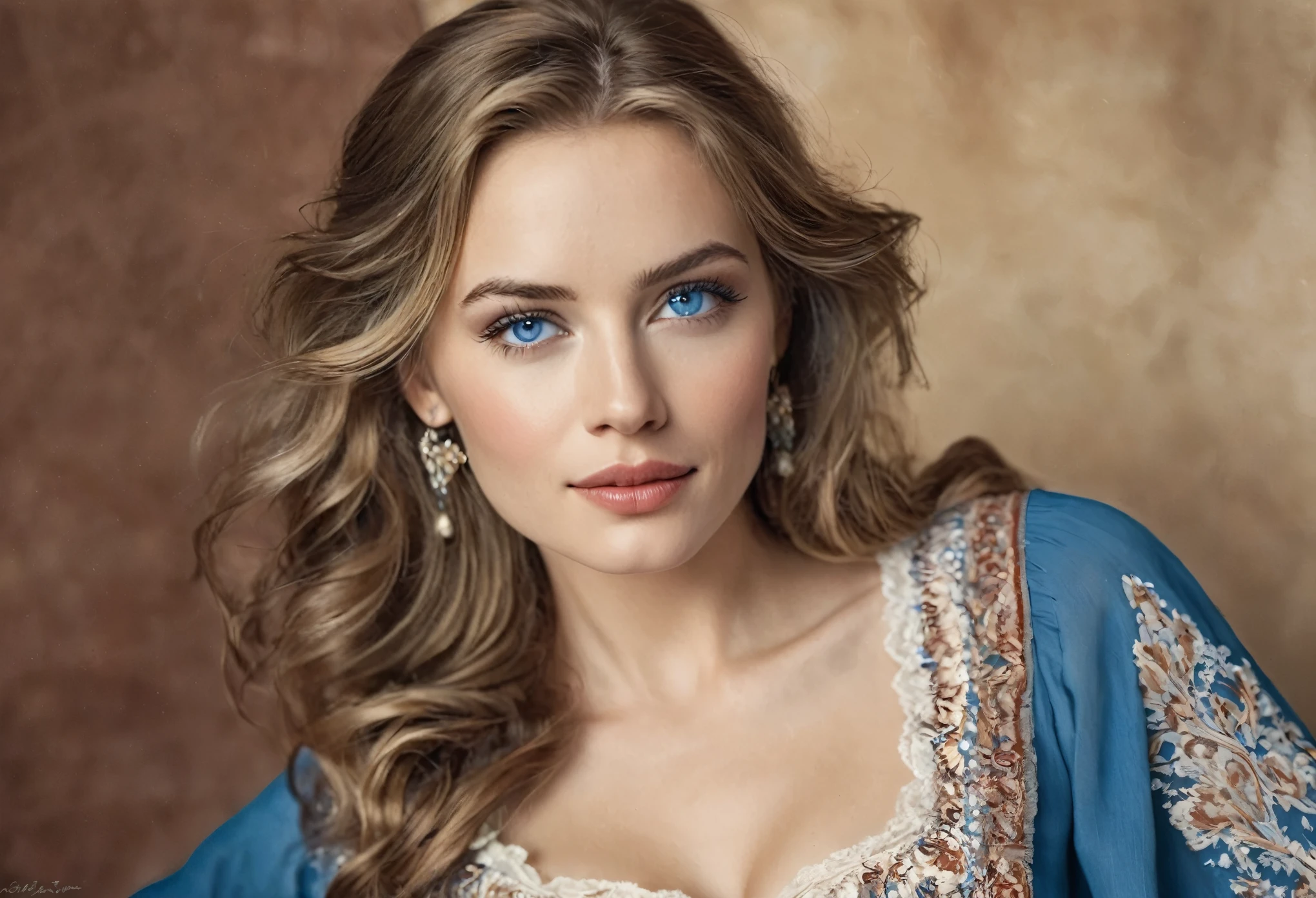 (masterpiece, best quality:1.2), cowboy shot, solo, 1girl, marianne von edmund, beautiful detailed eyes, beautiful detailed lips, extremely detailed face and eyes, long eyelashes, smile, looking at viewer, blue dress, capelet, detailed fabric, flowing dress, natural lighting, warm color palette, cinematic lighting, photorealistic, intricate details