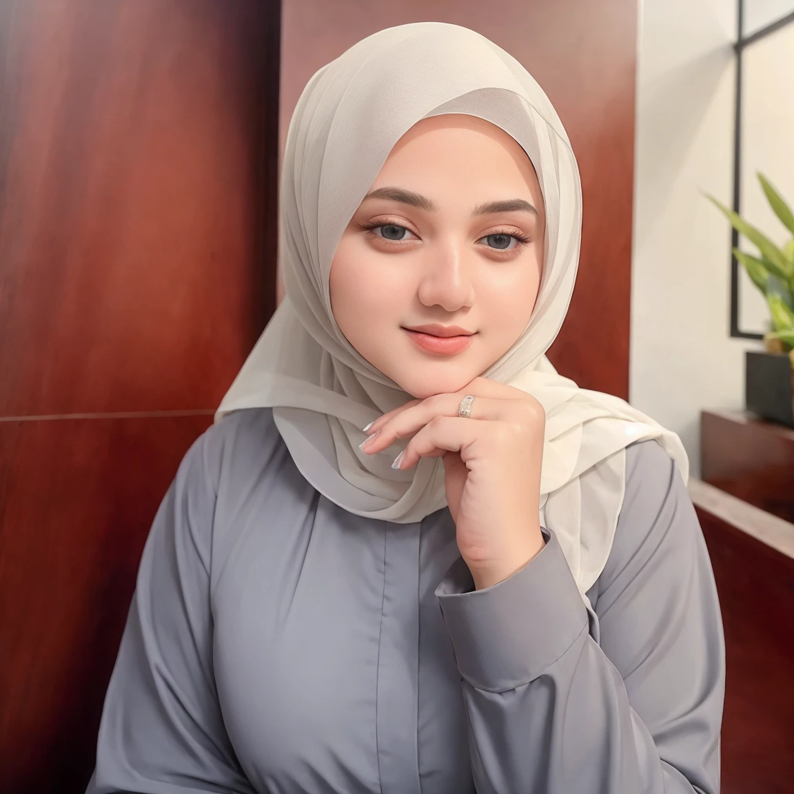 (((masterpiece)))beautiful woman age 20, wearing a hijab with glass, dressed white politely as a Muslim woman and wearing accessories, neat, elegant, perfect body, background city, full body, perfect face, perfect finger, very detail, all perfect, pose model, best Quality, 4k, super detail